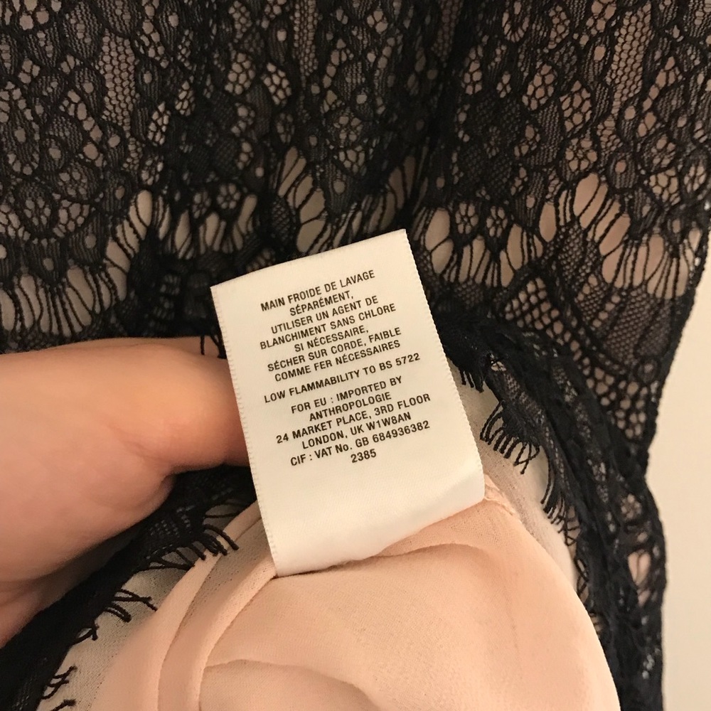 Anthropologie By Eloise Black Lace Slip Nightgown View 6